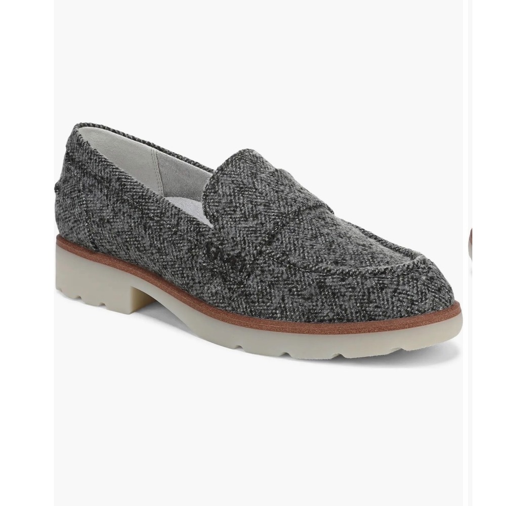 VIONIC Cleo Loafer Slate Grey Herringbone Tweed Lug Sole‎ Shoes Size 9 NEW